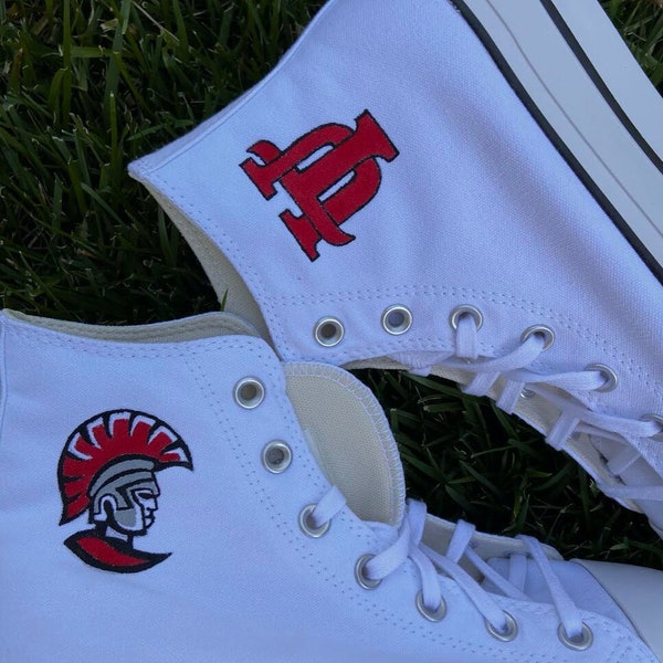 Custom College High Top Platform Converse with Logo