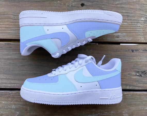 Men's Custom Blue Inverse Color Block Air Force 1s - Etsy