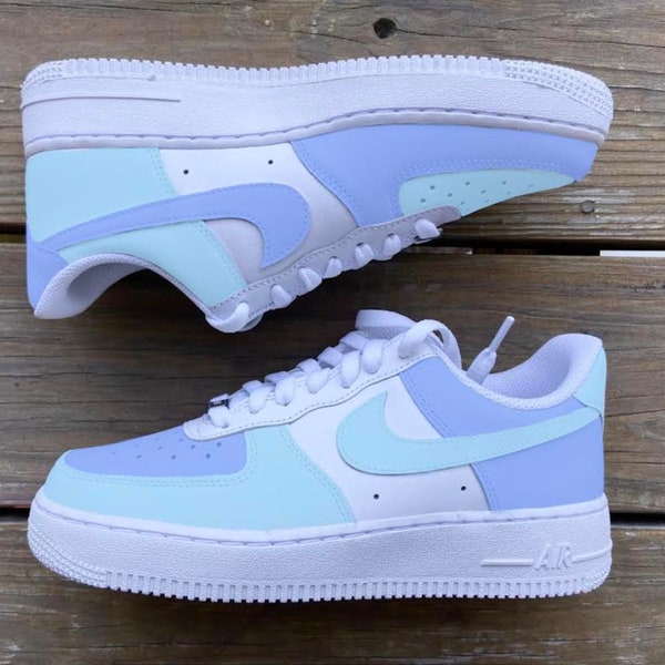 Men's Custom Blue Inverse Color Block Nike Air Force 1s