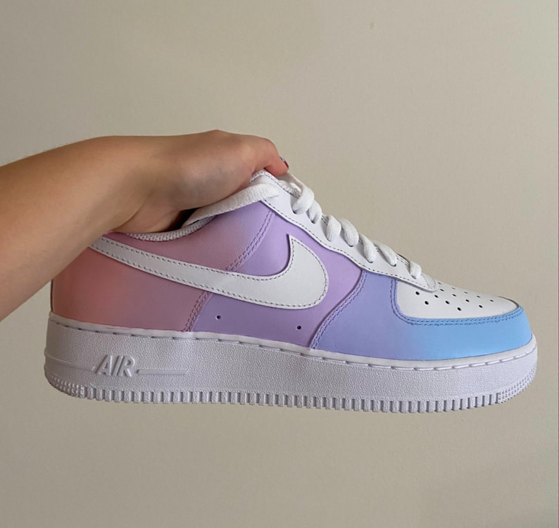 Custom Nike Air Force 1s With Pink Lavender and Light Blue - Etsy