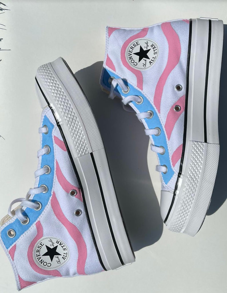 Custom Pastel Wavy Platform Converse Etsy