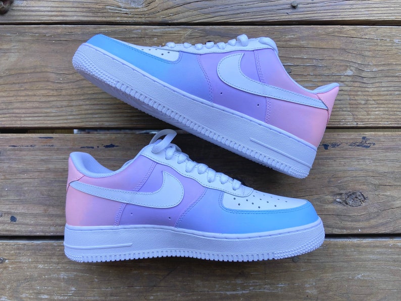 Custom Nike Air Force 1s With Pink Lavender and Light Blue - Etsy
