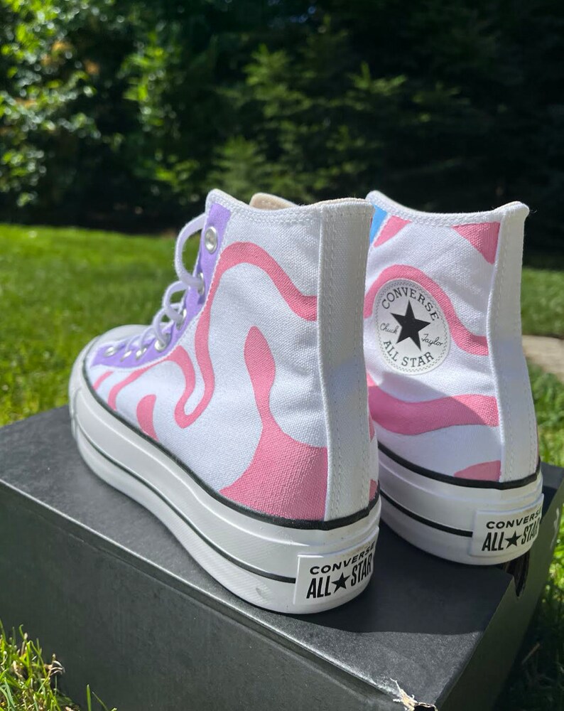 Custom Pastel Wavy Platform Converse Etsy