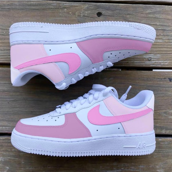 Custom Pink Color Block Nike Air Force 1s Low