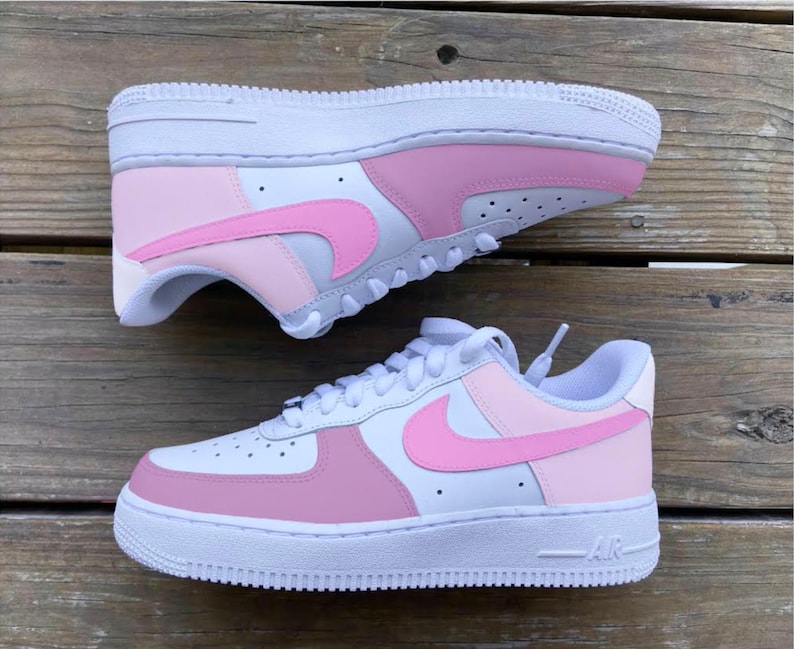 Benutzerdefinierte Pink Color Block Nike Air Kraft 1s Niedrig Bild 1