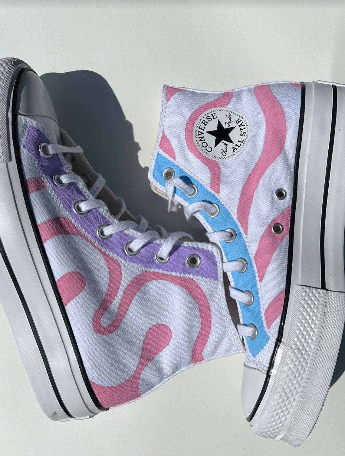 Custom Pastel Wavy Platform Converse Etsy