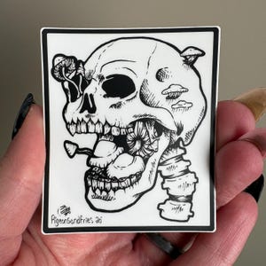 Sticker tête de mort champignon