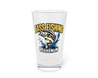 Divertente bicchiere da pinta per la pesca al persico trota da 473 ml / Reel Em In / Regalo per pescatori, Bicchiere da birra per papà pescatore