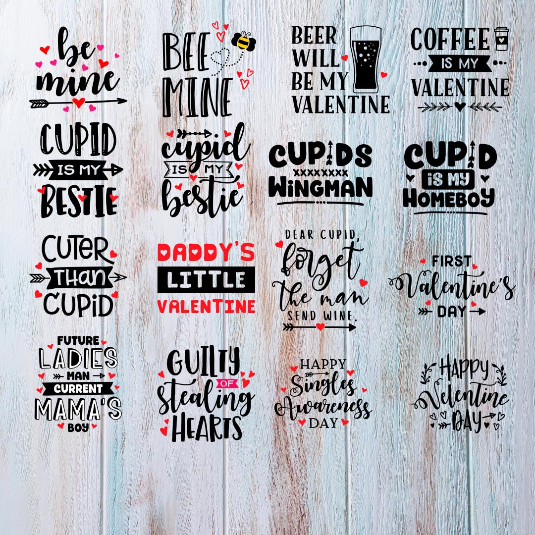 Valentine's Day SVG Bundle 3 | 51 Svgs | Cute Love Quotes Cut Files for ...