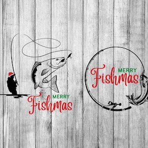 Merry Fishmas SVG, EPS, PNG, pdf / Fishing Svg / Cut File / Cricut / Clipart / Funny Fishing / Fisherman / Christmas