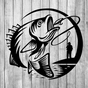 Pescatore che cattura pesce SVG, EPS, PNG, pdf / Pesca Svg / File di taglio / Cricut / Clipart / Pesca divertente / Festa del papà