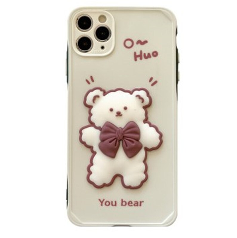 Cute Cartoon Teddy Bear iPhone case,Slicion case sheer Cover iPhone7plus811 pro max12 mini12proMaxXRXsMax Birthday Gifts girls lover