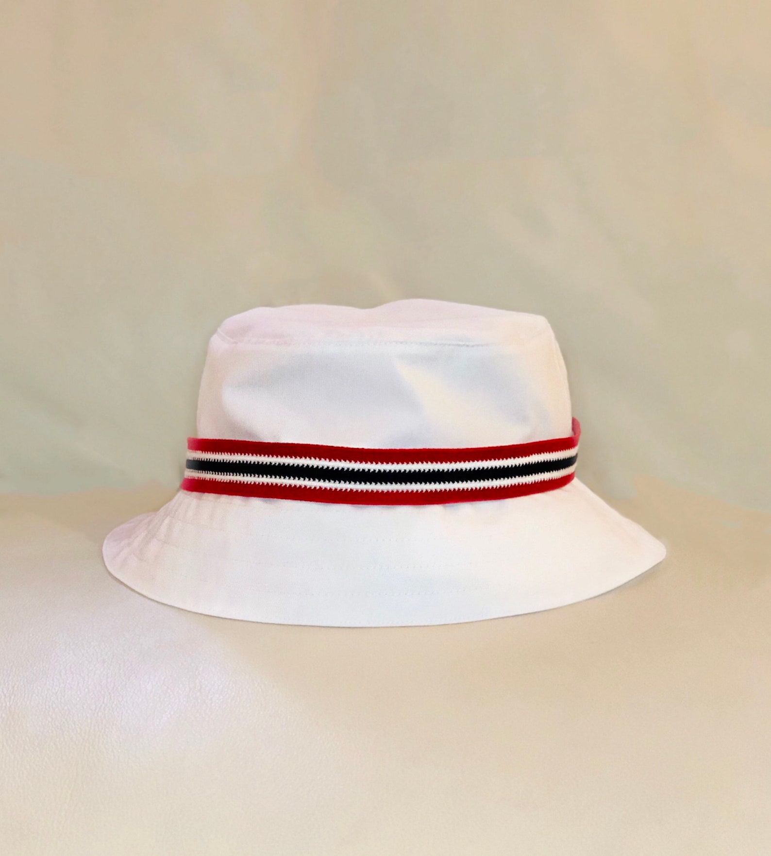Striped Band Bucket Hat white / Lightweight / Flexible / Etsy UK