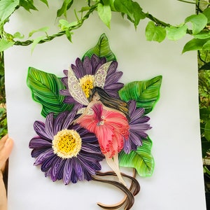 Quilling Paper Wall Art, Paper Art, Paper Craft, Gift, Gift For Mom, Birthday Gift, Anniversary Gift, Home decor, Wall Art, Handmade, Diy