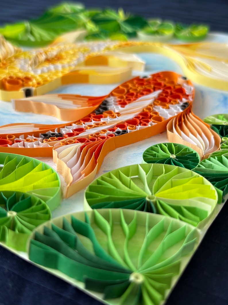 Image showcasing Koi Fish Art, Quilling Paper Wall Art, Paper Art, Handmade, Gifts for ...