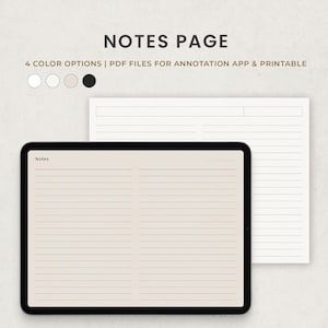 Digital Note Paper, Landscape Goodnotes Lined Notes Template Printable, Ipad Class Note Taking Digital Pages PDF
