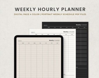 Weekly Schedule Template, Weekly Hourly Timetable Digital Planner for Ipad Goodnotes Notability