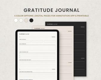 Gratitude Journal, Daily Mindfulness Digital Planner Template for Goodnotes Notability Ipad, Printable Planner