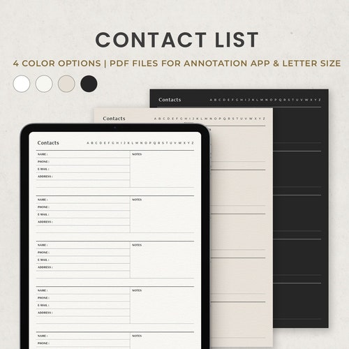 Printable Contact List Address Book Printable Address Log Etsy