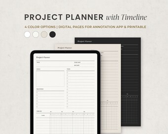 Digital Project Planner Timeline Tracker, Work Goal Setting Planner Template for Goodnotes Notability Ipad