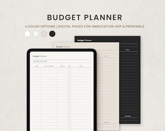 Monthly Budget Planner, Bill Tracker, Expense Log, Spending Log Digital Planner Template for Goodnotes on Ipad, Printable Letter PDF