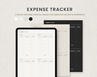 Expense Tracker, Spending Log Daily Monthly Digital Planner Template for Goodnotes on Ipad