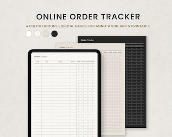 Online Order Tracker, Shopping List, Purchase Log Digital Planner Template for Goodnotes on Ipad, Printable Letter PDF