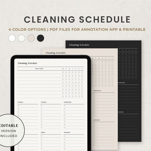 Cleaning Schedule Cleaning Checklist Chore Chart Digital Etsy