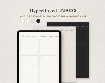 Hyperlinked Daily Inbox Planner, Brain Dump, Blank Boxes, Idea Organizer Digital Planner Template for Goodnotes on Ipad