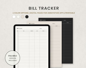 Bill Payoff Tracker, Bill Payment Checklist Digital Planner Template for Goodnotes on Ipad, Printable Editable US Letter PDF