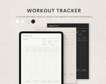 Workout Tracker, Daily Exercise Planner Digital Template for Goodnotes IPAD, Fitness Planner Printable PDF