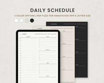 Daily Schedule, Daily Hourly Digital Planner Template for Goodnotes on Ipad, Printable PDF