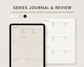 TV Series Journal Digital Planner Template for Goodnotes Ipad, Series Review Tracker Printable