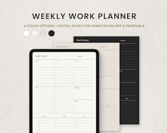 Weekly Work Planner, 5 Day Office Work Digital Template for Goodnotes | Business Planner Printable PDF