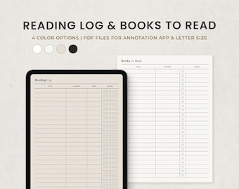Reading Log and Books to Read List, Reading Tracker Digital Planner Template for Goodnotes Ipad, Printable PDF