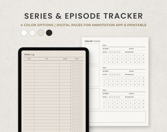 TV Series Log and Episode Tracker Digital Planner Template for Goodnotes Ipad, Printable