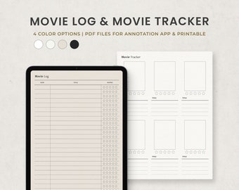 Movie Log and Movie Tracker Digital Planner Template for Goodnotes on Ipad, Printable Letter PDF