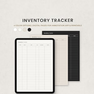 Rastreador de inventario, registro de almacenamiento, plantilla de planificador digital de gestión de existencias para Goodnotes en Ipad, PDF de carta imprimible