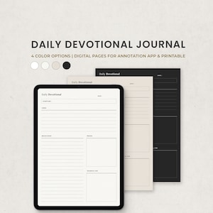 Diario devocional, Planificador de fe, Notas de estudio bíblico, Diario de oración Plantilla digital para Goodnotes en Ipad, Carta imprimible PDF