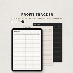 Rastreador de pérdidas y ganancias, Planificador de ganancias, Rastreador de ventas Plantilla de planificador digital para Goodnotes en Ipad, PDF de carta imprimible