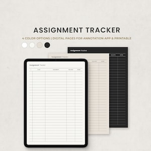 Assignment Tracker, Homework Planner, Digital Planner Template for Goodnotes on Ipad, Printable Letter PDF
