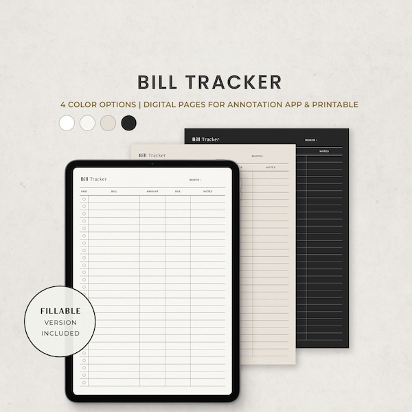 Bill Payoff Tracker, Bill Payment Checklist Digital Planner Template voor Goodnotes op Ipad, Afdrukbare Bewerkbare US Letter PDF