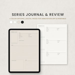 TV Series Journal Digital Planner Template for Goodnotes Ipad, Series Review Tracker Printable