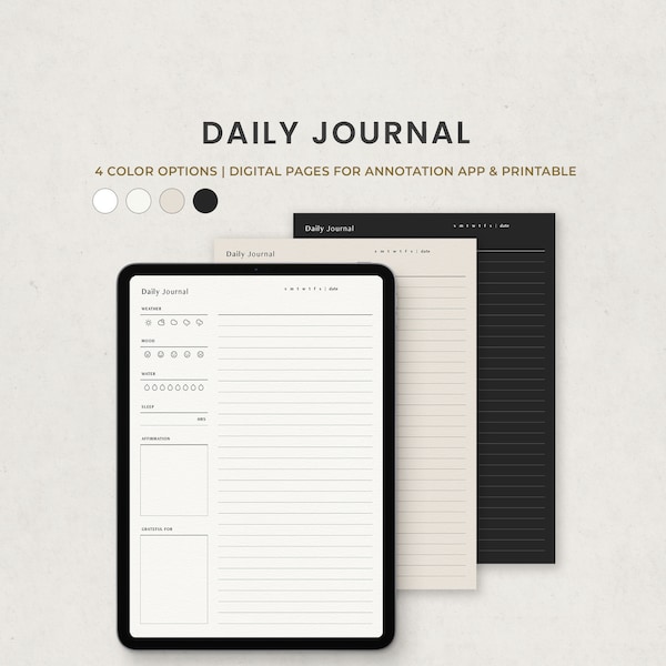 Digital Journal Template for Goodnotes Notability Ipad, Digital Inserts | Daily Diary, Mindfulness Journal