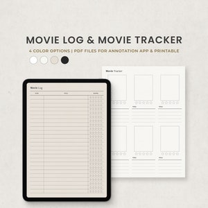 Movie Log and Movie Tracker Digital Planner Template for Goodnotes on Ipad, Printable Letter PDF