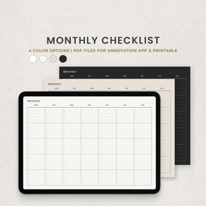 Monthly Planner, Monthly Calendar Undated Digital Planner Template for  Goodnotes Ipad, Landscape Monthly Dark Mode Printable Editable PDF - Etsy