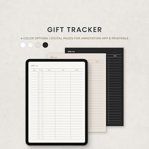 Gift Tracker, Birthday Present List Planner Digital Template, Wedding Gift Received Log Printable