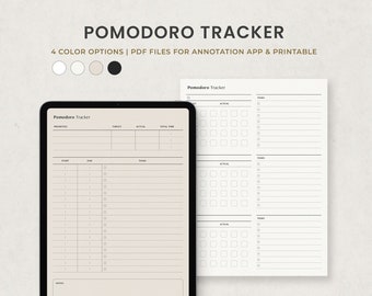 Pomodoro Tracker, Time Blocking, Time Management Digital Planner Template for Goodnotes on Ipad