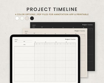 Timeline Chart, Project Tracker Digital Planner Template for Goodnotes on Ipad, Printable Letter PDF, Digital Pages