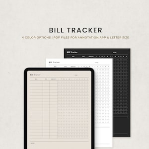 Bill Tracker Digital Template for Ipad Goodnotes, Monthly Yearly Bill Log, Bills Planner Organizer, Expense Tracker Printable PDF Letter